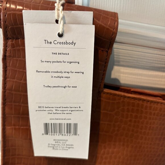 NWT Beis The Crossbody in Brown Croc - Picture 4 of 5